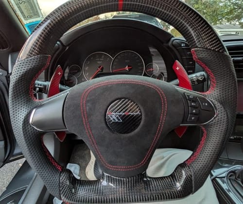 Customer photo review of [Customizable] 2005-2013 Chevrolet Corvette C6 Custom Airbag Cover Replacement for Steering Wheel