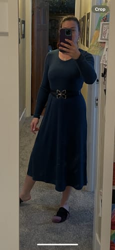 Customer photo review of Caroline Ribbed Twirl Dress - Majolica Blue