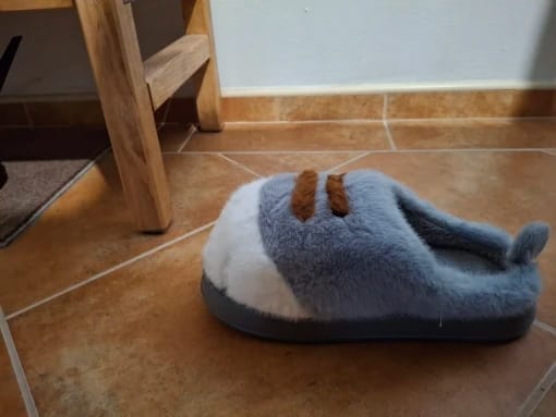 Customer photo review of Warm 3D Cat Paws Furry Slippers
