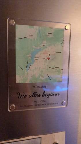 Kundenbewertung mit Foto zu "Unser Ereignis" - Acryl Magnet