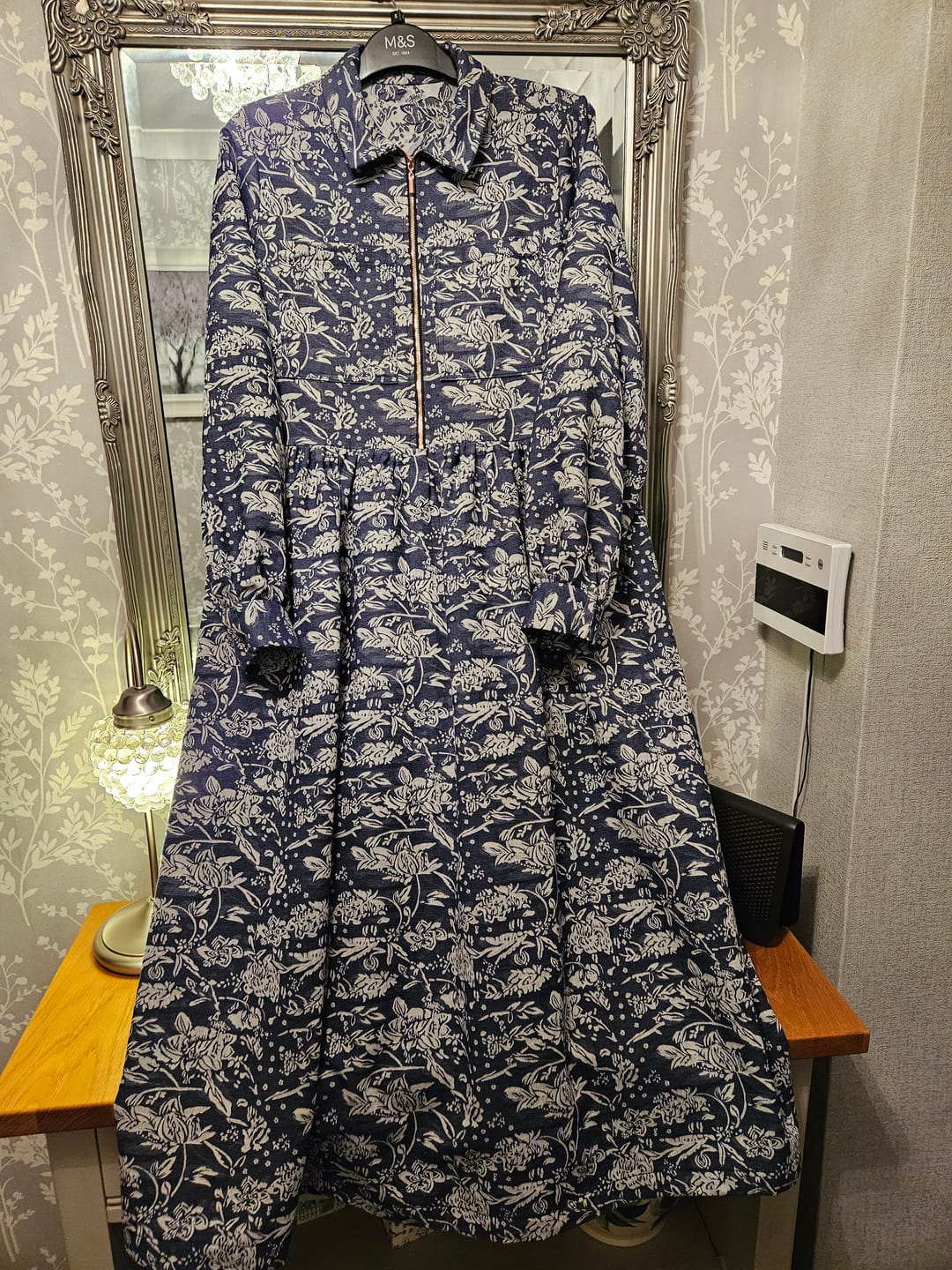 Customer photo review of Floral Jacquard Denim Look Fabric