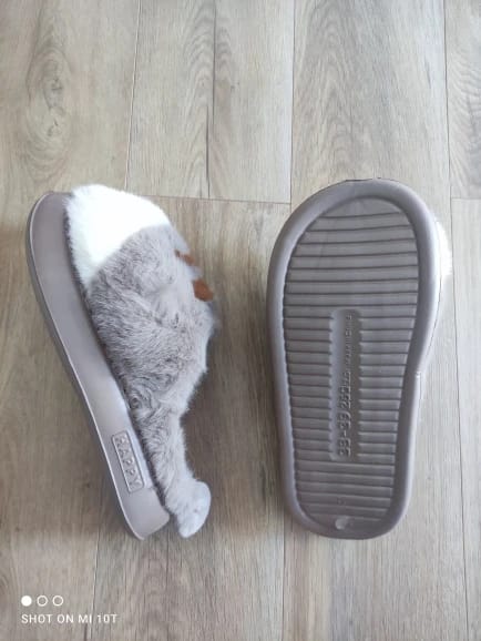 Customer photo review of Warm 3D Cat Paws Furry Slippers