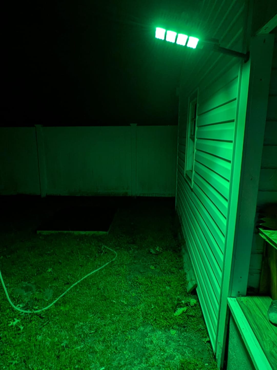 Customer photo review of Solar Green Feeder Light for Hunting -10,000 lumens (2 Pack)