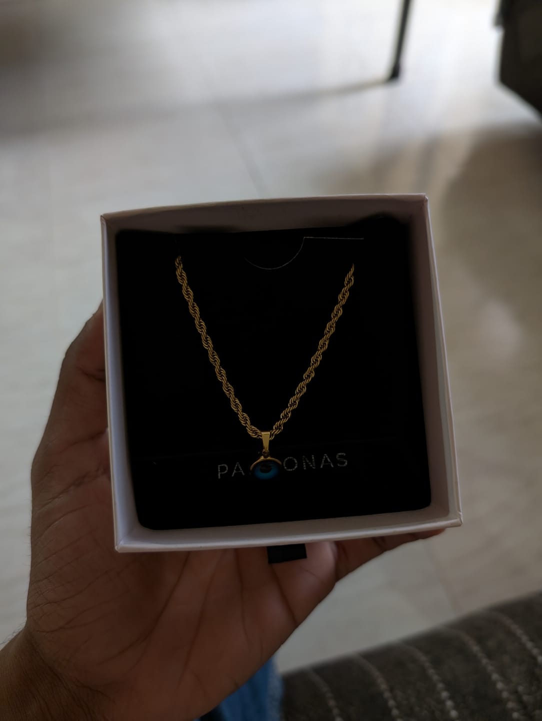 Customer photo review of Evil-Eye Spiral Necklace