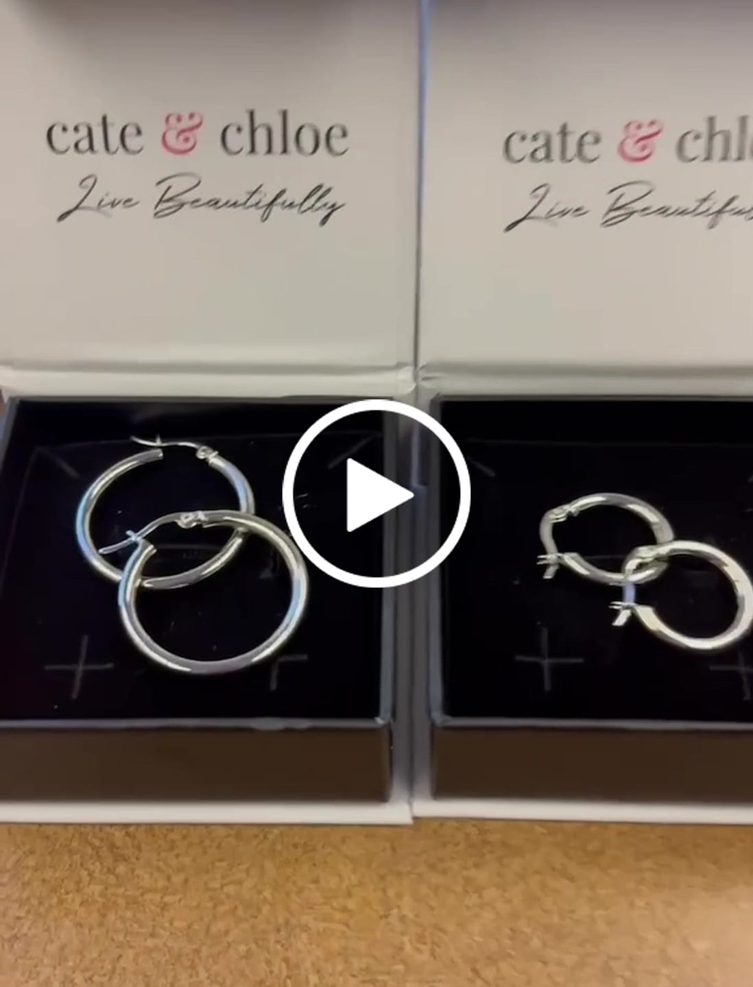 Customer video review of Amy 18k White Gold Plated 20mm/30mm Hoop Earrings