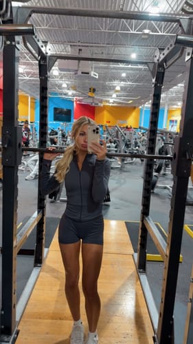 Customer photo review of The Nova Luxe Jacket Sports Bra Shorts 3-Piece Set