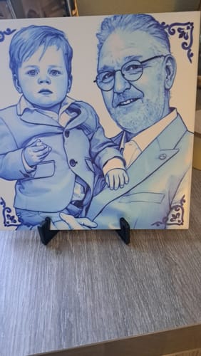 Customer photo review of Gepersonaliseerd Delfts Blauw Tegeltje – Upload Eigen Foto