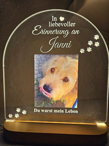Customer photo review of Zur liebevollen Erinnerung – LED-Lampe für Hund/Katze