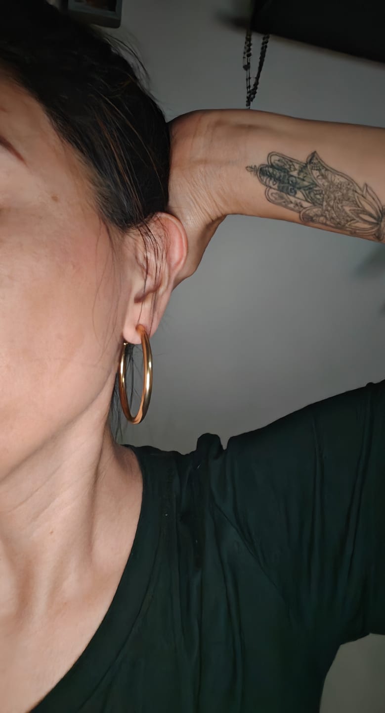 Customer photo review of Par Arracada Delgada 50 mm