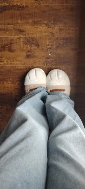 Customer photo review of Warm 3D Cat Paws Furry Slippers
