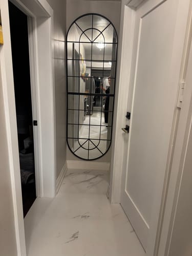 Customer photo review of Black Arch Window Mirror – 42" x 28"