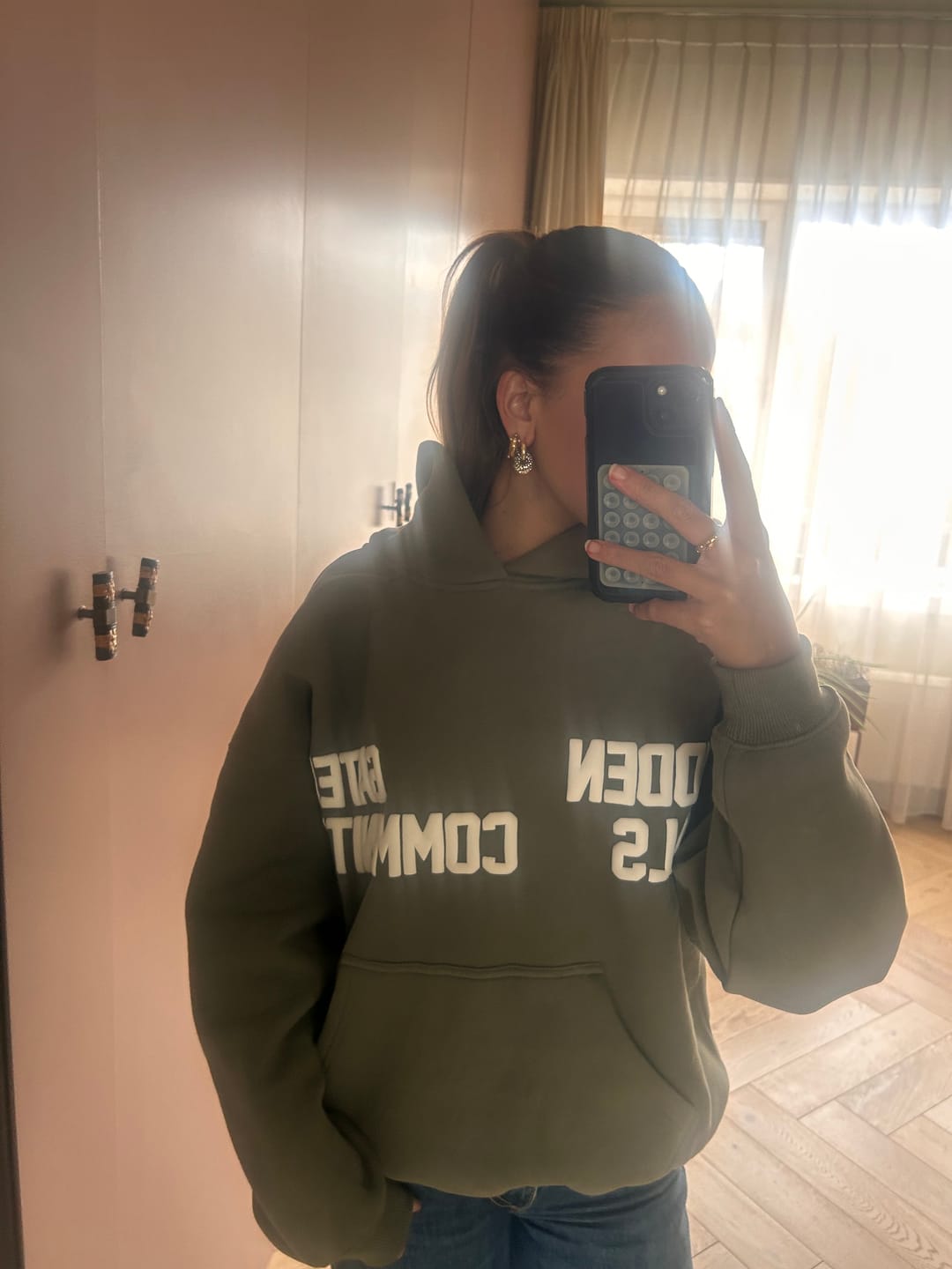 Customer photo review of GATED COMMUNITY HOODIE SAGE