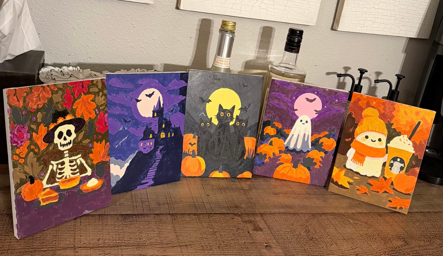 Customer photo review of 6 Mini Paintings - Spooky Autumn Set