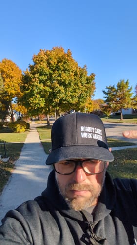 Andrew H. review of NOBODY CARES WORK HARDER MICRO TRUCKER HAT image 1 out of 1