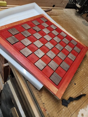 Customer photo review of 18x18x1.5" Full Size Deep Chess Board Silicone Mold With 1.75" Squares