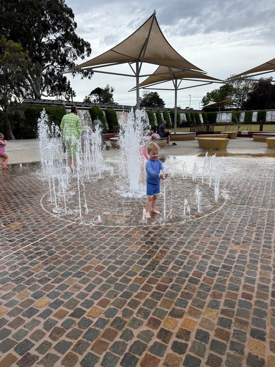 Customer photo review of Zulu & Zephyr - Mini Stripe Rib Rashie Sky Blue