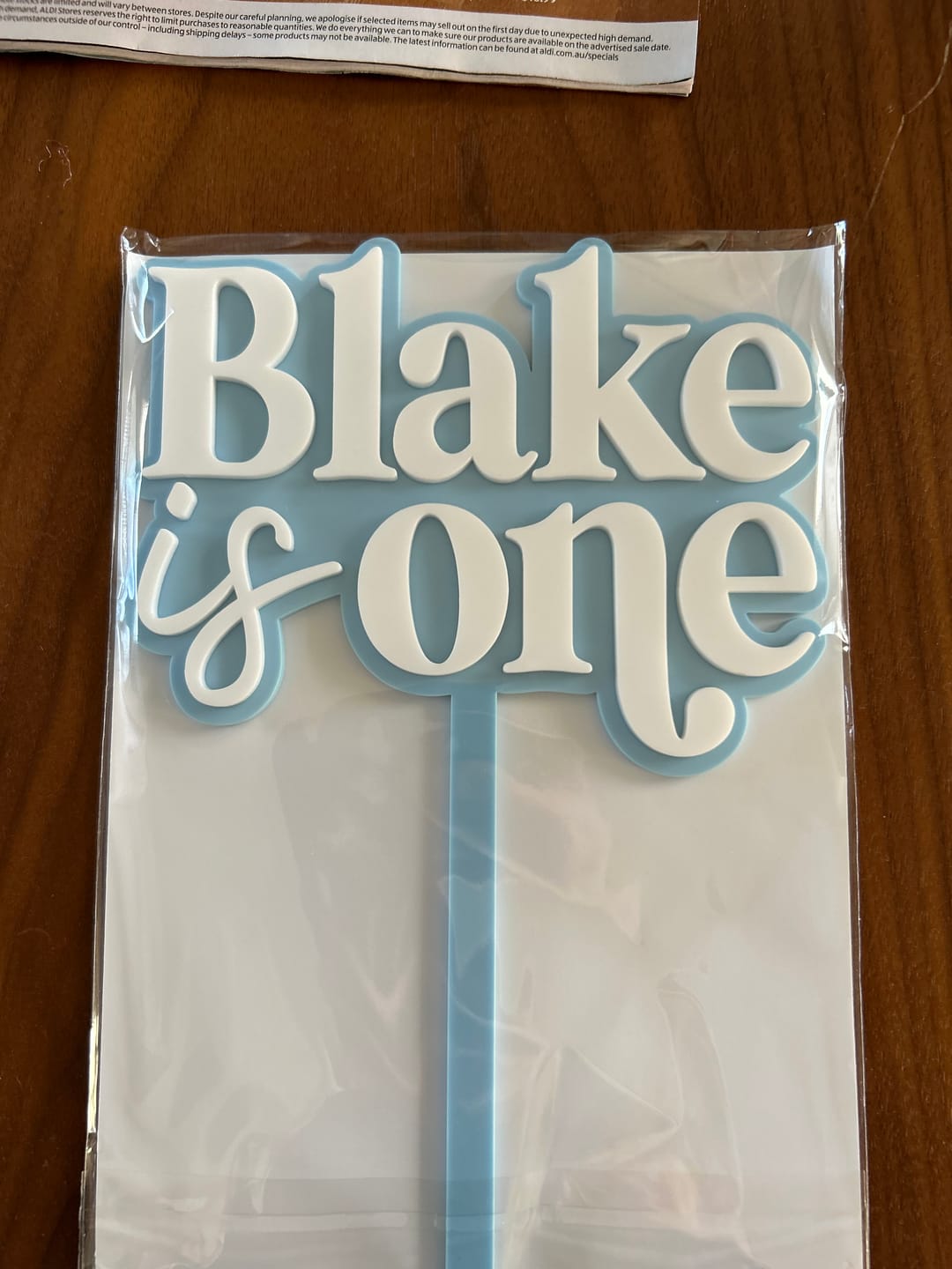 Customer photo review of Cake Topper Acrylic | Personalised