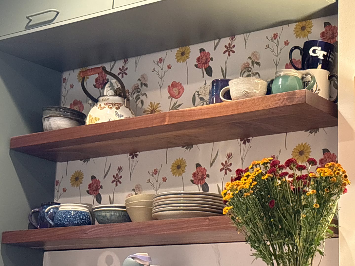 Customer photo review of Walnut Floating Shelves