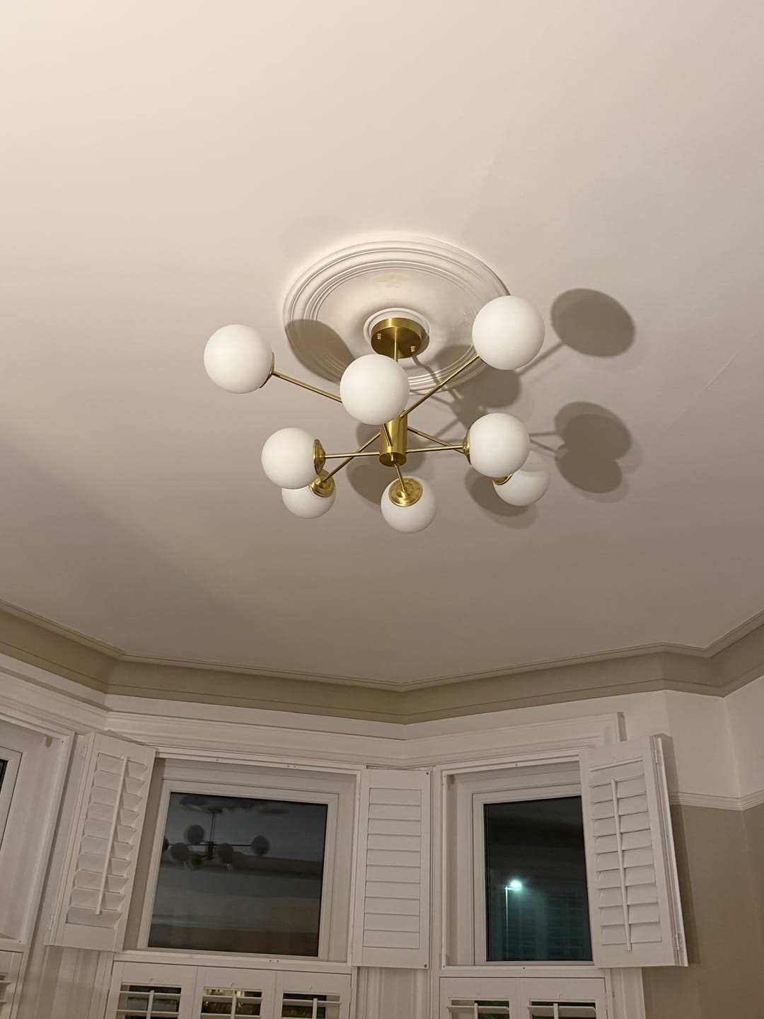Customer photo review of 6/8/12-Light Mid-Century Modern Opal White Glass Globe Chandelier