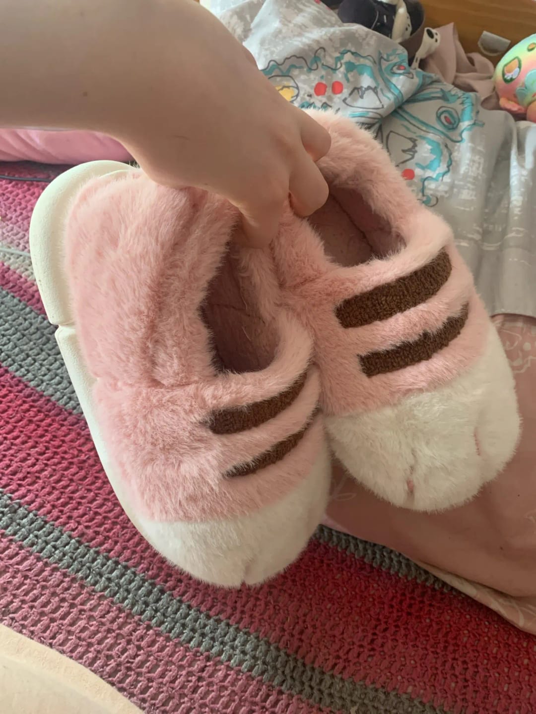 Customer photo review of Warm 3D Cat Paws Furry Slippers