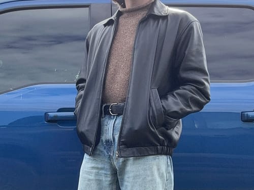 Customer photo review of Roll Neck Pure Wool Fisherman Sweater - Brown