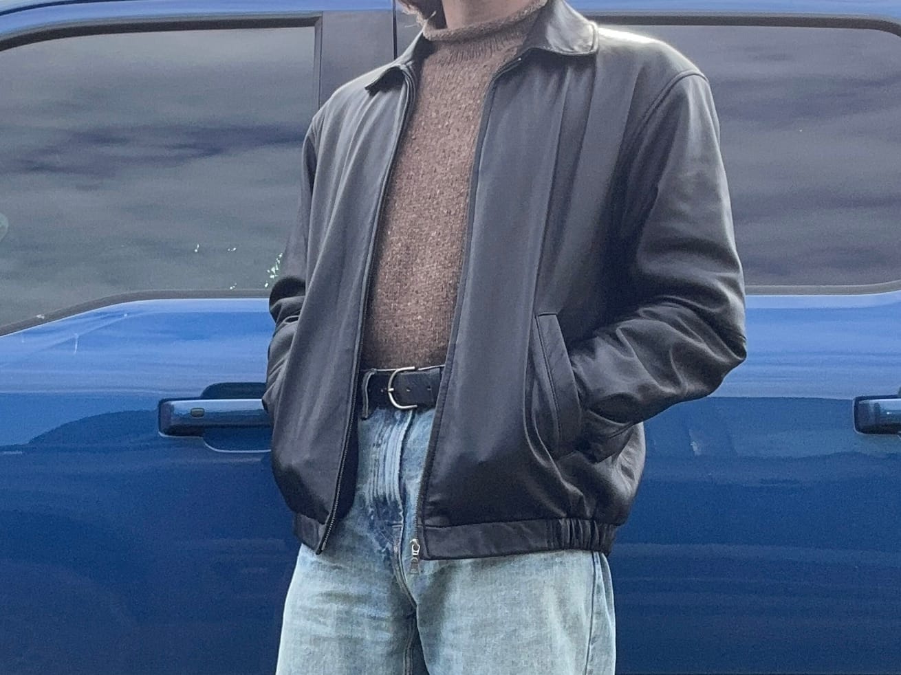 Customer photo review of Roll Neck Pure Wool Fisherman Sweater - Brown