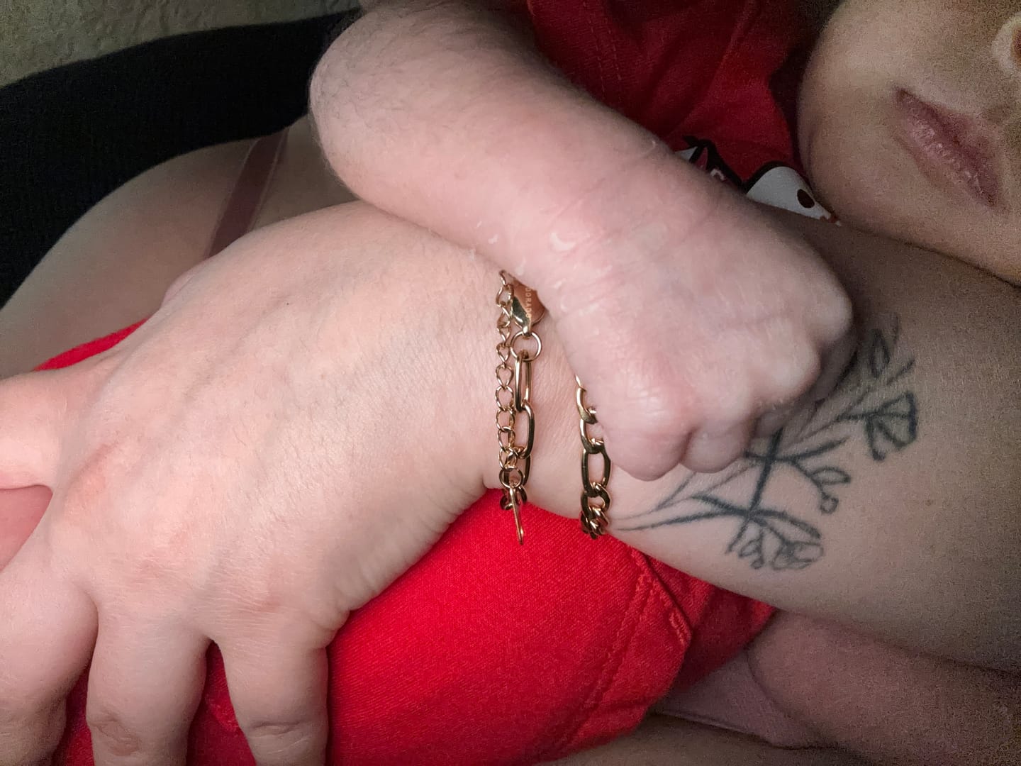 Customer photo review of Paperclip Figaro Bracelet Set