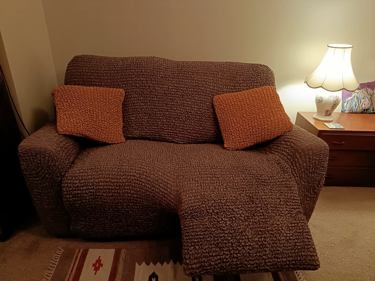 Customer photo review of 2 Seater Recliner Sofa Cover - Choco, Microfibra