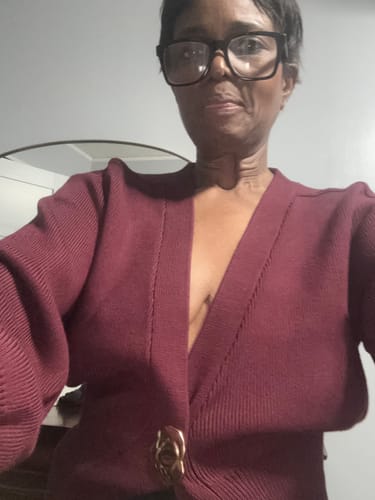 Customer photo review of V-Neck Knitted Cardigan