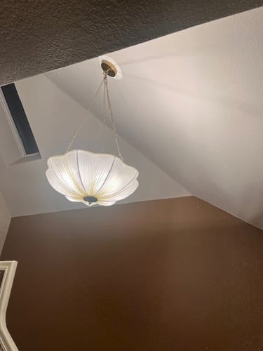 Customer photo review of Boho Pleated Flower White Fabric Cage Pendant Light