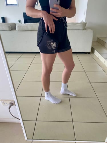 Customer photo review of Joshua 1:9 'Lion' Women's Performance Shorts