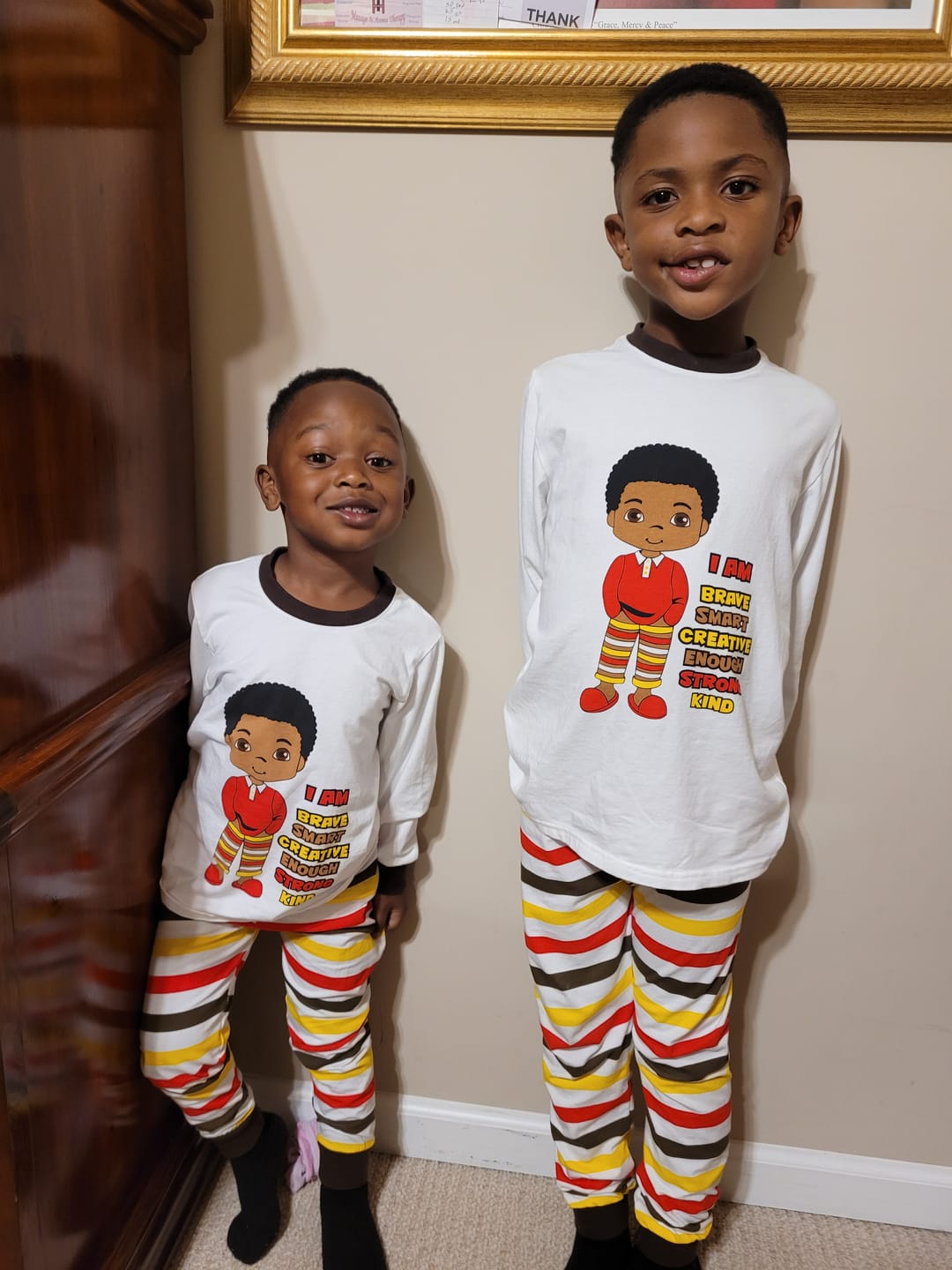 Customer photo review of I AM Affirmations Boys White Pajamas SIZE Toddler 2T - 14