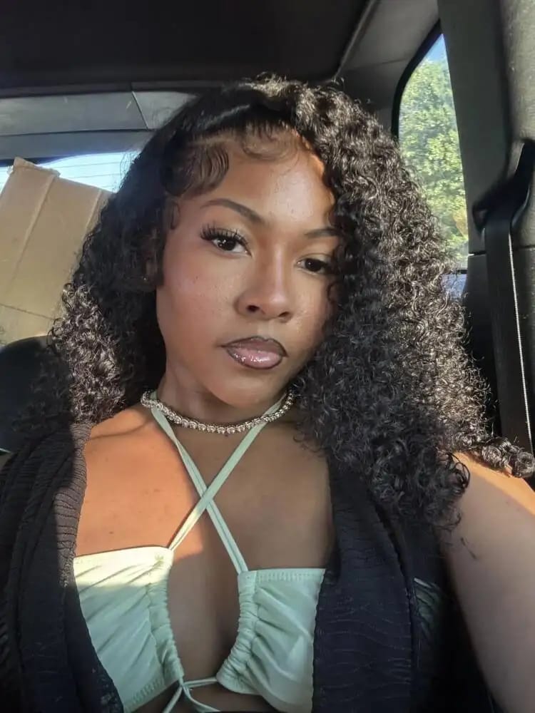 Customer photo review of MORE FACE M-cap Burmese Curly Wear Go Wigs Pre Cut 9x6 HD Lace Bleached Knots Glueless Wigs Human Hair Tiny Knots Pre Plucked Hairline