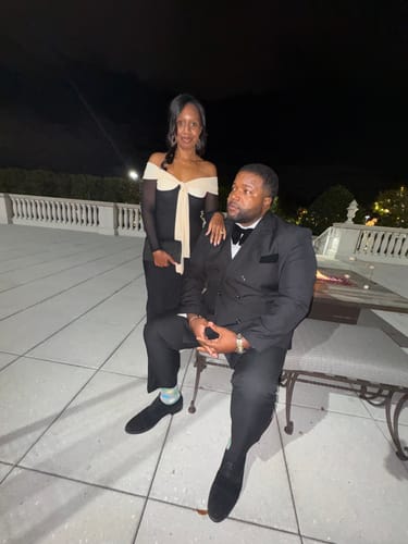 Customer photo review of Old Style Black Velvet Big Bow Tie Wedding Set