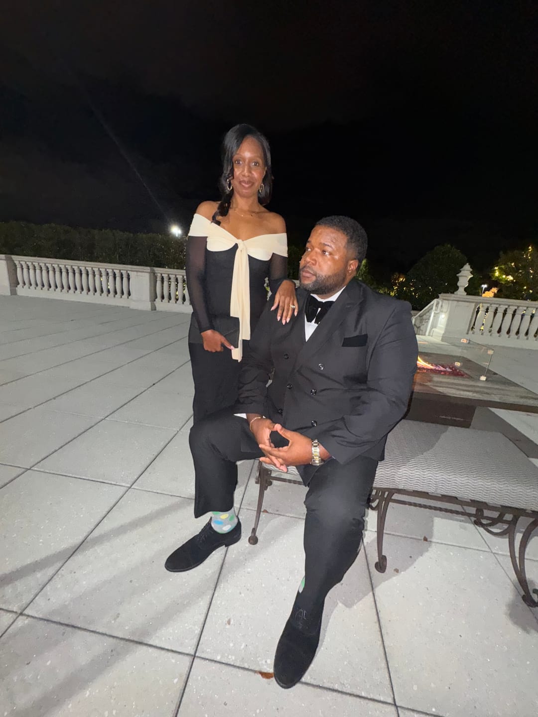 Customer photo review of Old Style Black Velvet Big Bow Tie Wedding Set