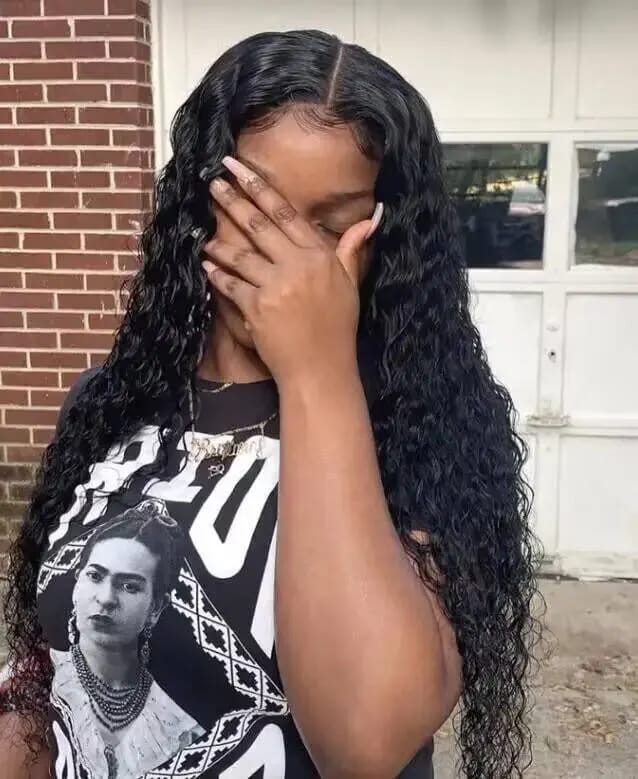 Customer photo review of MORE FACE M-cap Burmese Curly Wear Go Wigs Pre Cut 9x6 HD Lace Bleached Knots Glueless Wigs Human Hair Tiny Knots Pre Plucked Hairline