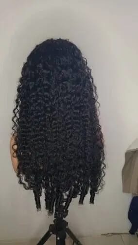 Customer photo review of MORE FACE M-cap Burmese Curly Wear Go Wigs Pre Cut 9x6 HD Lace Bleached Knots Glueless Wigs Human Hair Tiny Knots Pre Plucked Hairline