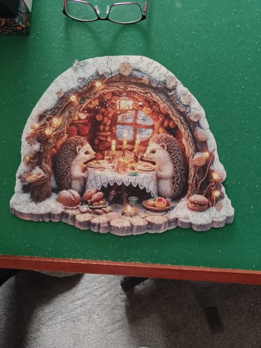 Customer photo review of Cozy Hedgehog Hideaway Wooden Jigsaw Puzzle