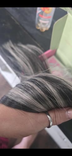 Customer photo review of [Clearance] Flower Injection Tape Ins Balayage Black With Silver #1B/Silver/1B |Youngsee
