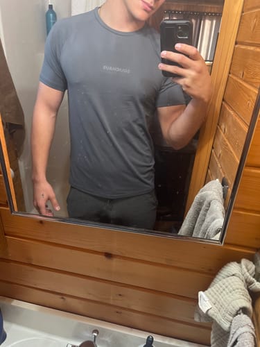 Customer photo review of Essentials Short Sleeve Athletic Fitted Tee