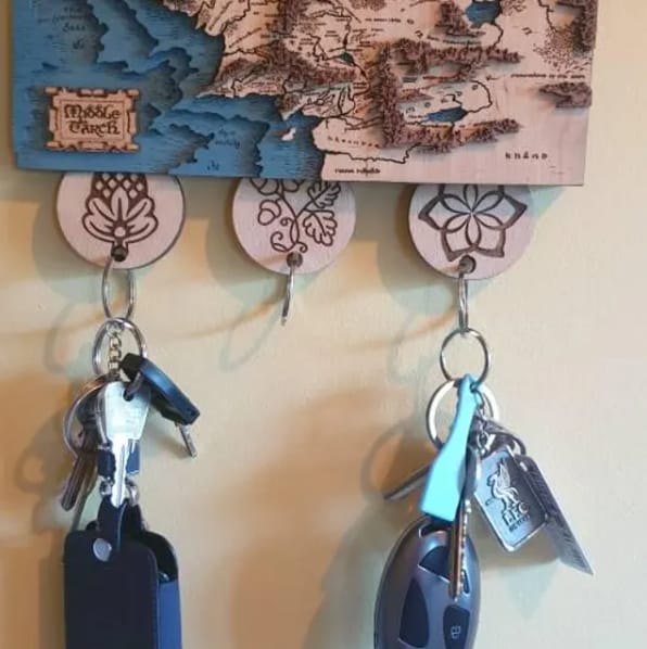 Customer photo review of MIDDLE EARTH™ 3D WOOD KEY HOLDER WITH KEYCHAINS