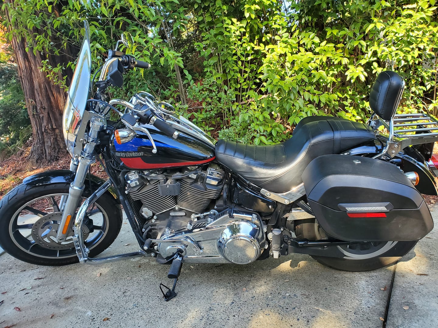Customer photo review of 32L - Darkin Large Quick Mount Leather Wrapped Hard Saddlebags for Harley Softail Low Rider FXLR