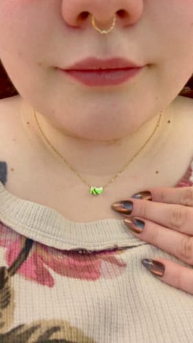 Customer photo review of Forever Love & Letter Gold Necklace