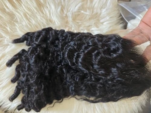 Customer photo review of MORE FACE M-cap Burmese Curly Wear Go Wigs Pre Cut 9x6 HD Lace Bleached Knots Glueless Wigs Human Hair Tiny Knots Pre Plucked Hairline