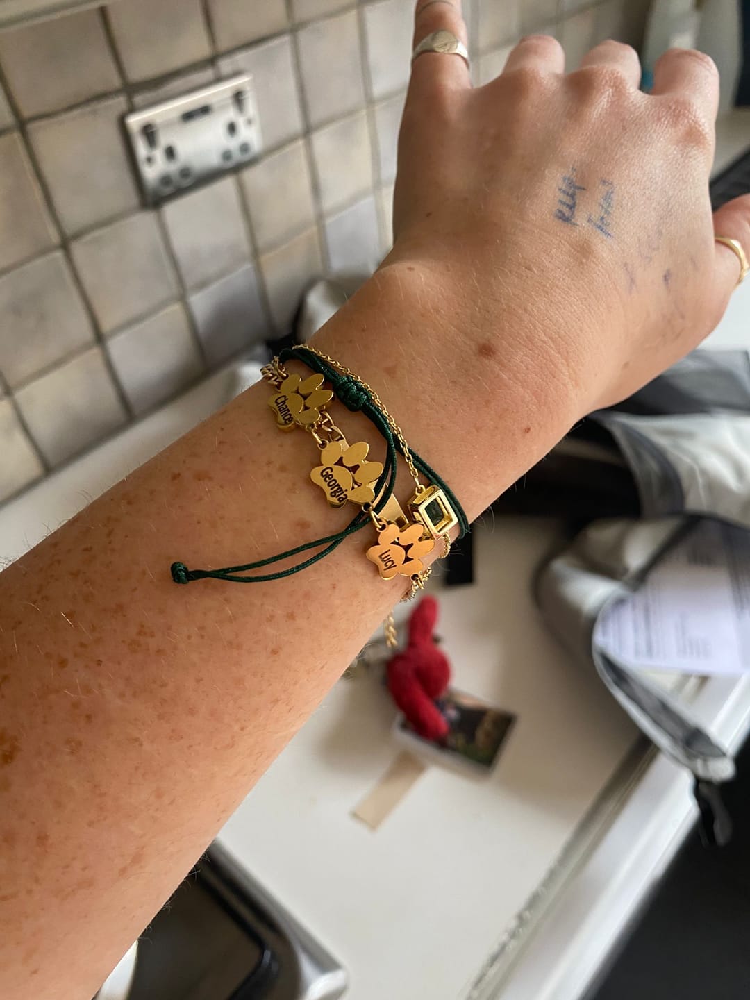 Customer photo review of Custom Paw Name Bracelet