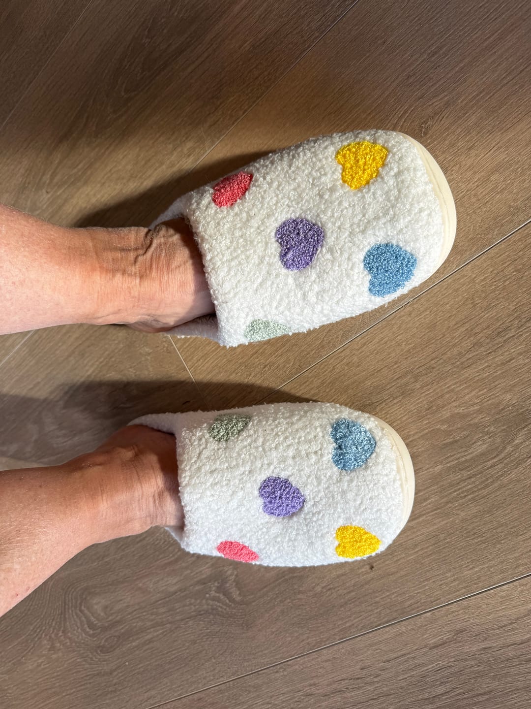 Customer photo review of Zia Colorful Heart Slippers