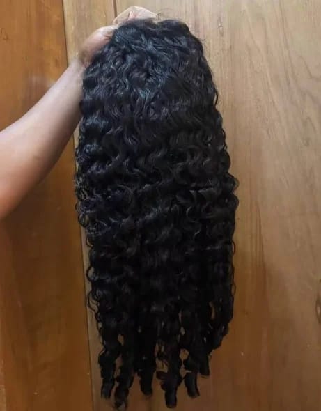 Customer photo review of MORE FACE M-cap Burmese Curly Wear Go Wigs Pre Cut 9x6 HD Lace Bleached Knots Glueless Wigs Human Hair Tiny Knots Pre Plucked Hairline