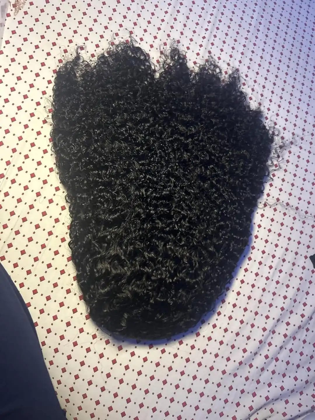 Customer photo review of MORE FACE M-cap Burmese Curly Wear Go Wigs Pre Cut 9x6 HD Lace Bleached Knots Glueless Wigs Human Hair Tiny Knots Pre Plucked Hairline