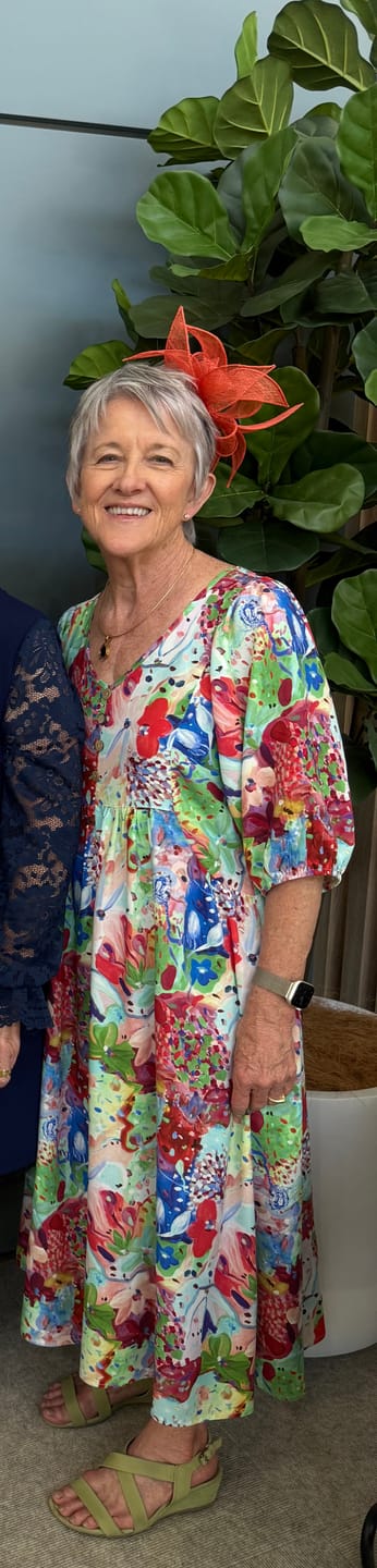 Customer photo review of Zandra Midi Dress in Red Multi