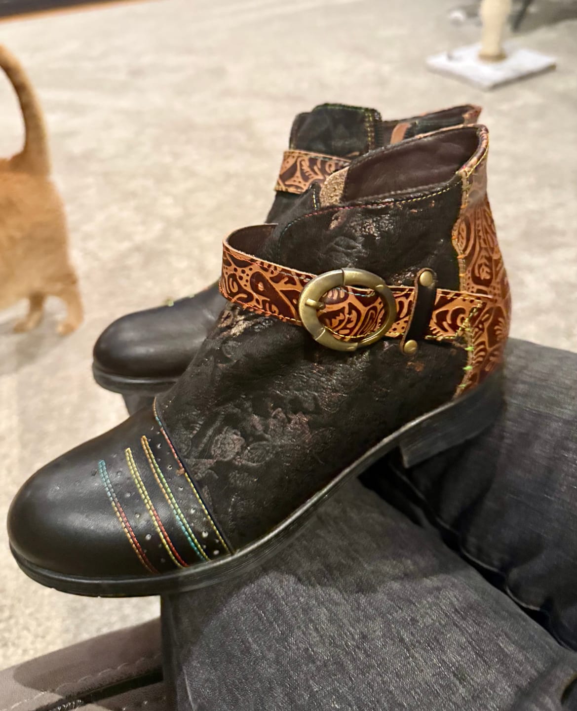 Customer photo review of Handmade Sexy Buckle Ankle Boots